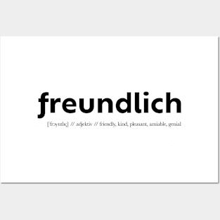 Freundlich Friendly German Definition Posters and Art